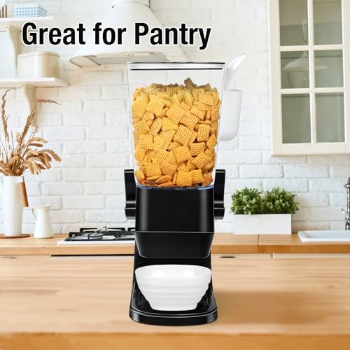 Cereal Dispenser Countertop Wath Bowls and Spoons（Black 1 pack ）