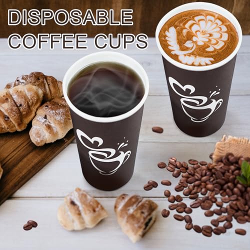 16 oz 180 Count Paper Coffee Cups Disposable Hot Coffee Cups Brown