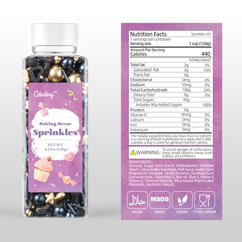 Black & Gold Star Sprinkles for Cake Decorating 4.23ounce (4.23 Ounce)