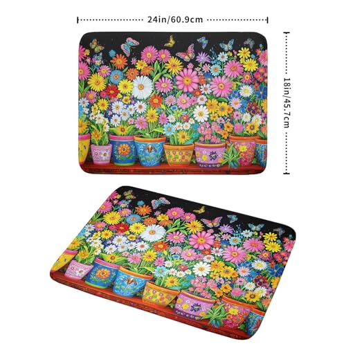 Vintage Flowers Dish Drying Mats Spring Floral Drying Matt Kitchen Counter 18x24