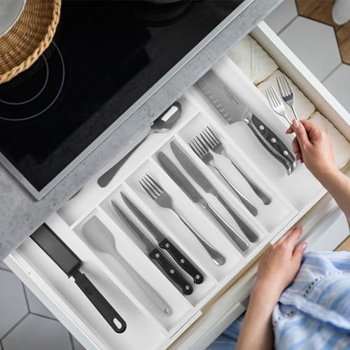 Large Premium Bamboo Silverware Organizer
