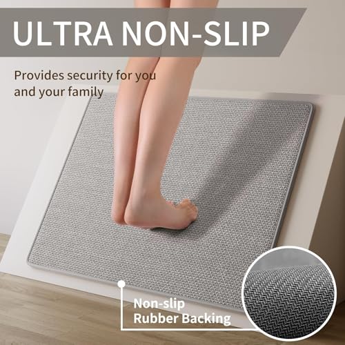 Long Kitchen Runner Rugs Kitchen Mat Non Slip Washable Gray 17"x71" (8.333 Sq Ft)
