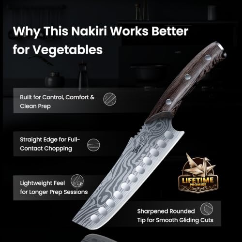 Nakiri Knife 7.2 Inch Japanese Inspired Vegetable Chef Knife