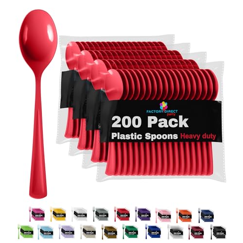 Party Solids Heavy Duty Red Plastic Disposable Cutlery (200 Count)