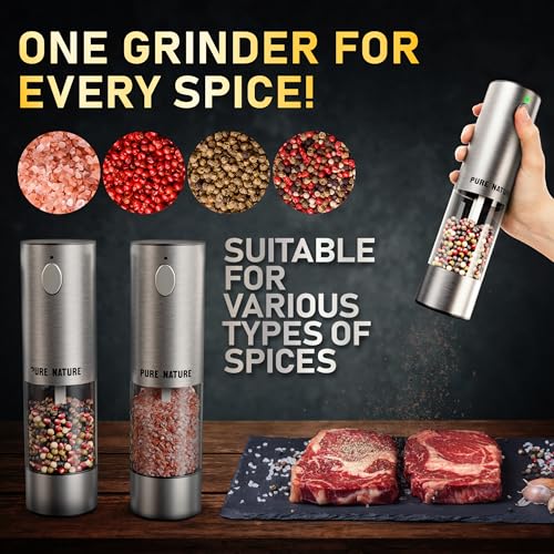Electric Rechargeable Salt and Pepper Grinder Set with Tray