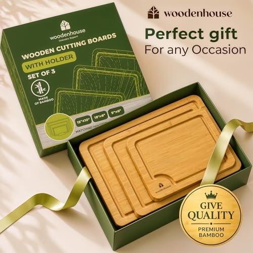 Bamboo Cutting Boards for Kitchen Set of 3 (3 Count)