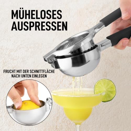 Zulay Lemon Squeezer Stainless Steel with Premium Heavy Duty Solid Metal Squeezer Bowl