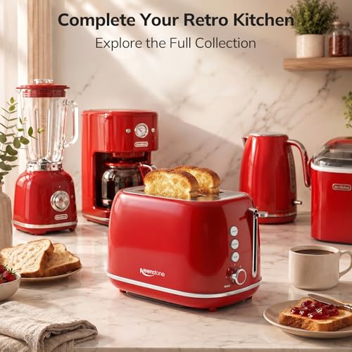 2 Slice Stainless Steel Toaster Retro with 6 Bread Shade Settings