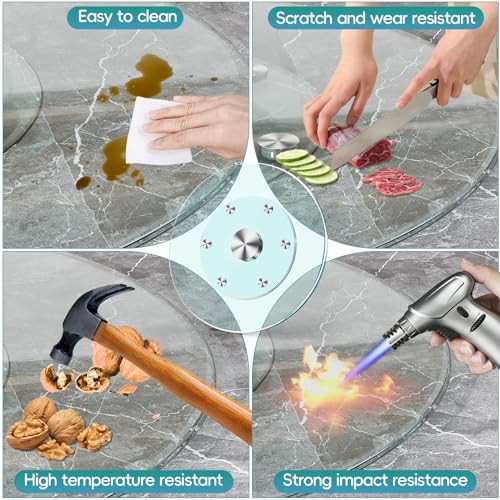 20" Large Lazy Susan for Dining Table Kitchen Glass Turntable with Aluminum Alloy Bearing