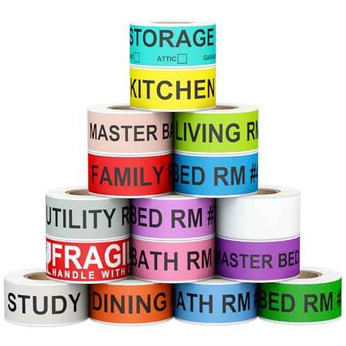 960 Count Color Coding Moving Stickers with 14 Different Living Space Labels