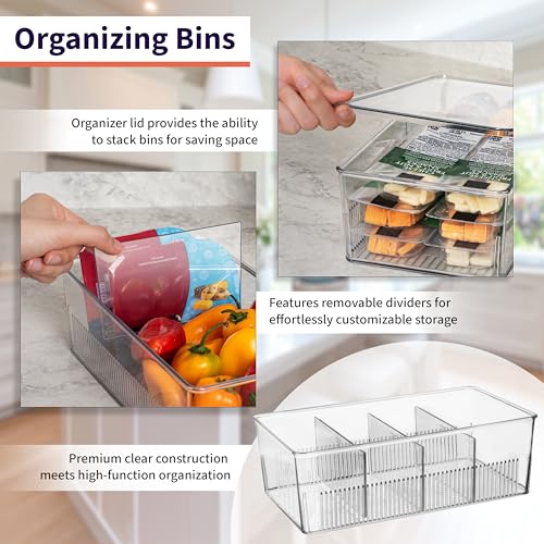 Pantry Organizer Storage Bin with Divider & Lid (2 Count)