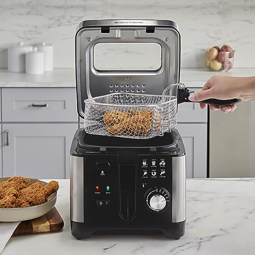 Deep Fryer with Adjustable Temperature Control Nonstick Basket Easy