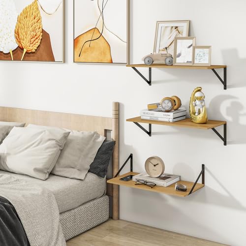 24W x 12D Deep Floating Shelves Set of 3 Oak (3 Count)