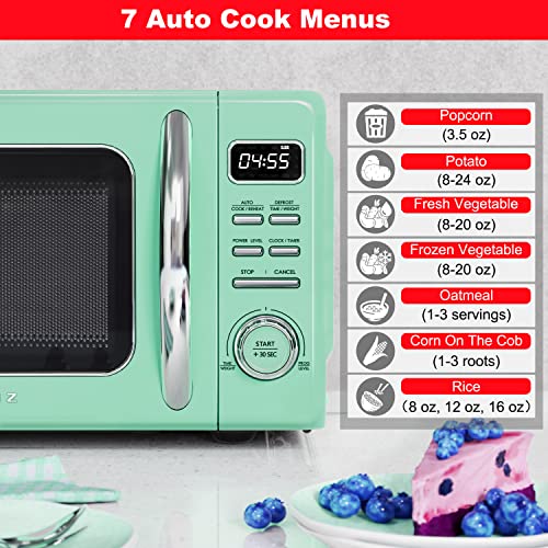 GLCMKZ07GNR07 Retro Countertop Microwave Oven with Auto Cook & Reheat