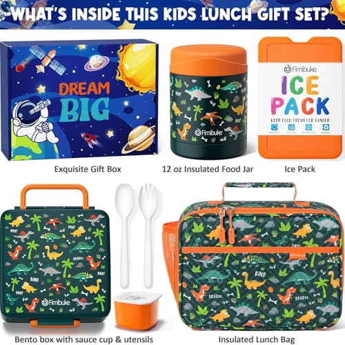 Kids Bento Snack Lunch Box with Thermo Insulated Toddler Lunch Bag