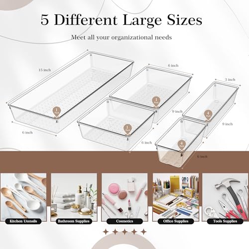 11 PCS Clear Plastic Drawer Organizer Set (11 Count)
