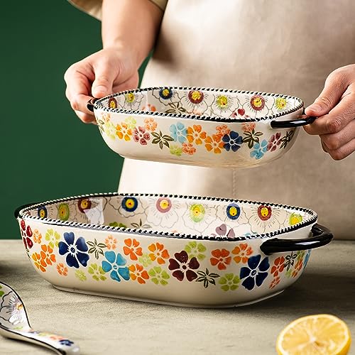 Retro pastoral style Ceramic Baking Dish Rectangular Bakeware Set Baking Pan