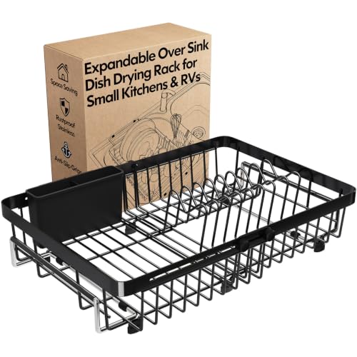 Expandable Dish Drying Rack Over The Sink with Anti Slip Grip