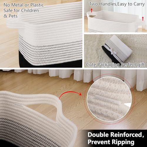 Cotton Rope Storage Baskets for Organizing Gradient Dark 3