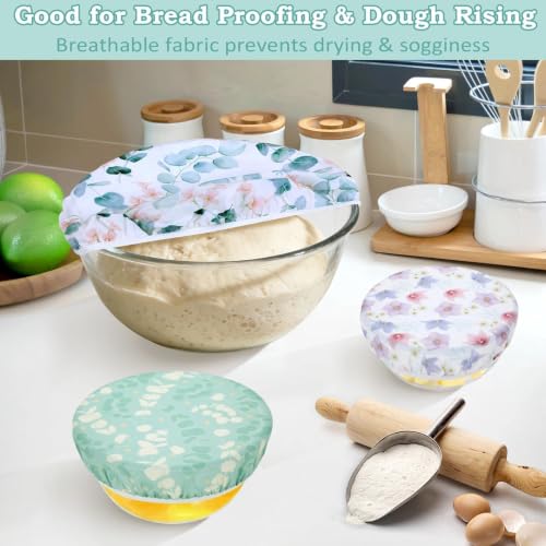 5Pcs Reusable Beeswax Elastic Bowl Covers for Bread Proofing and Food Cover (5 Count)