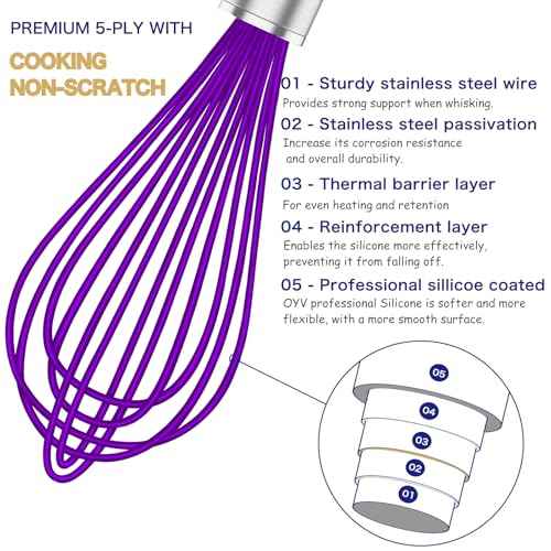 Purple Silicone Whisk Set of 3