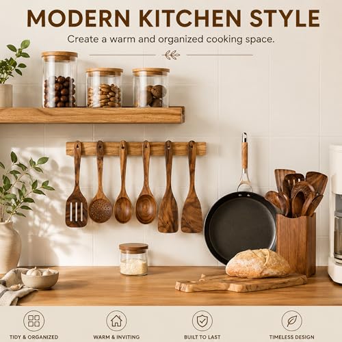 Premium 8 Piece Teak Wood Cooking Utensil Set (8 Count)