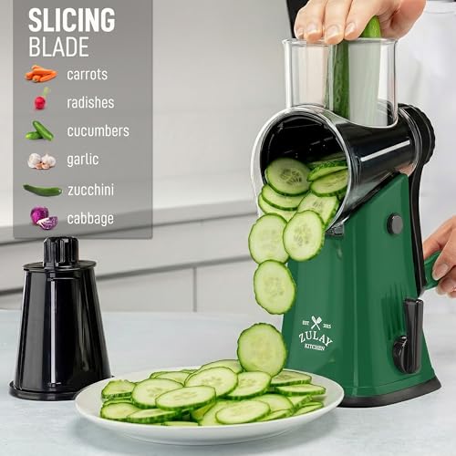 Rotary Cheese Grater Manual Hand Crank 5 Blade Shredder