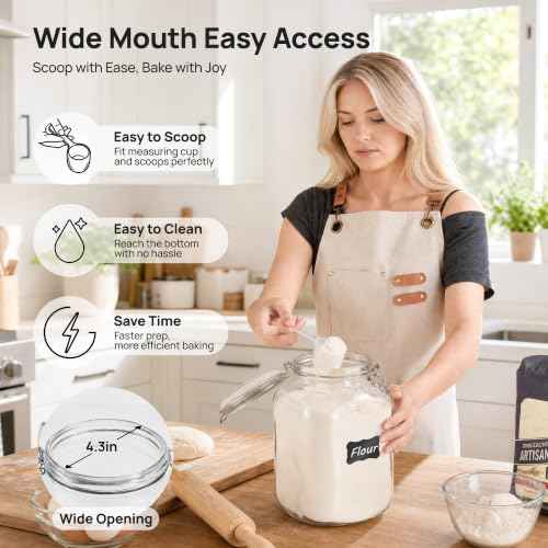 1.1 Gallon Glass Storage Jars with Airtight Clamp Lids (2 Count)