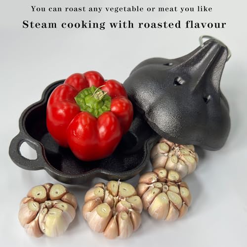 Pre Seasoned Cast Iron Smoker & Garlic Roaster with Airflow Lid