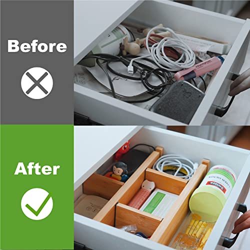 4 Pcs Expandable Bamboo Drawer Dividers (2 Count)