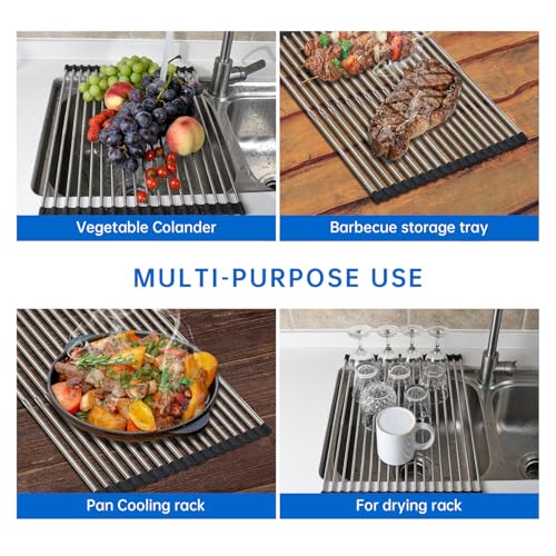 Expandable Roll Up Dish Drying Rack Over The Sink Rack