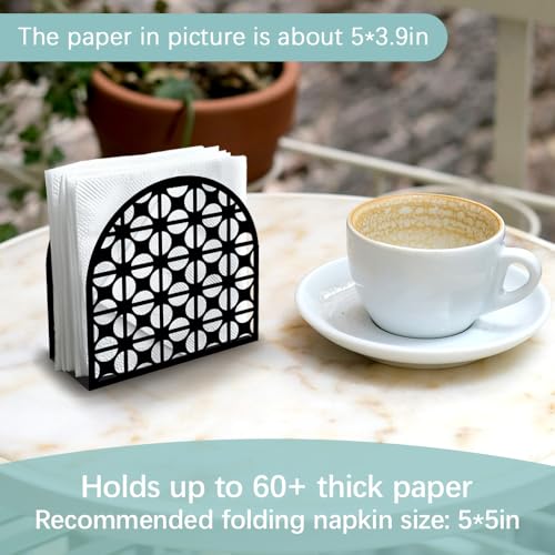 Modern Geometric Round Decorative Black Metal Napkin Holder for Table