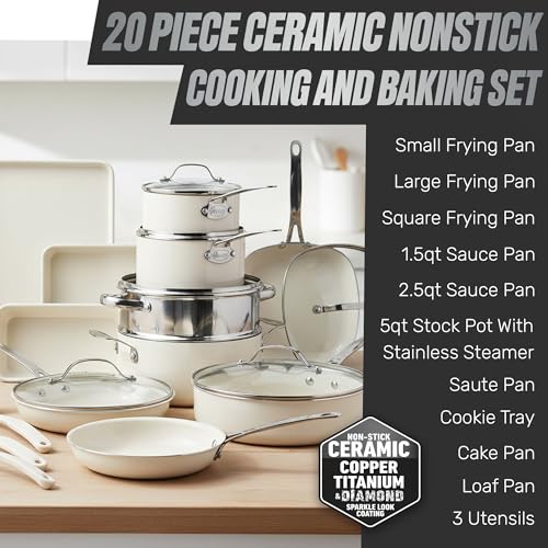 20 Pc Ceramic Cookware Set (20 Count)