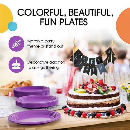 Exquisite Party Solids Sturdy Purple Plastic Plates 7" Cake Plates 100 Pcs (100 Count)