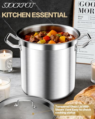 Stainless Steel 20 Quart Stockpot with Tempered Glass Lid