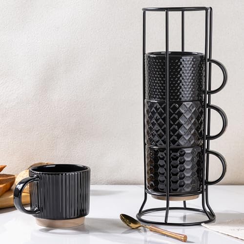 12 OZ Stackable Coffee Mugs Set of 4 (4 Count)
