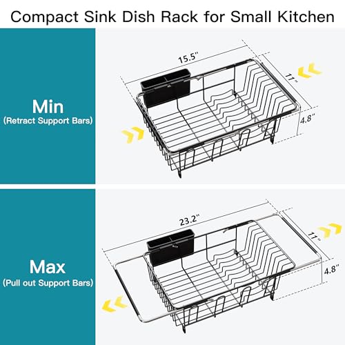 Black Dish Drying Rack in Sink