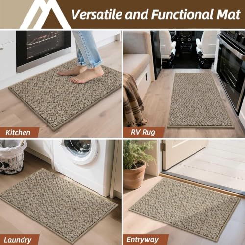 Dirt Trapper Door Mat 17"x30" Non Slip Washable Taupe (2.1977 Sq Ft)