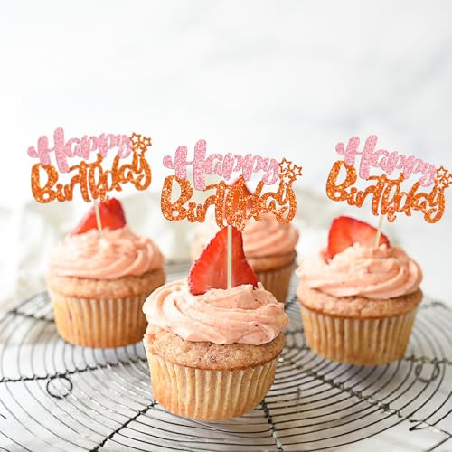 24Pcs Happy Birthday Cupcake Toppers (24 Count)
