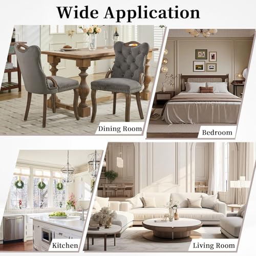 Grey Velvet Upholstered Dining Chairs Set of 6 (6 Count)