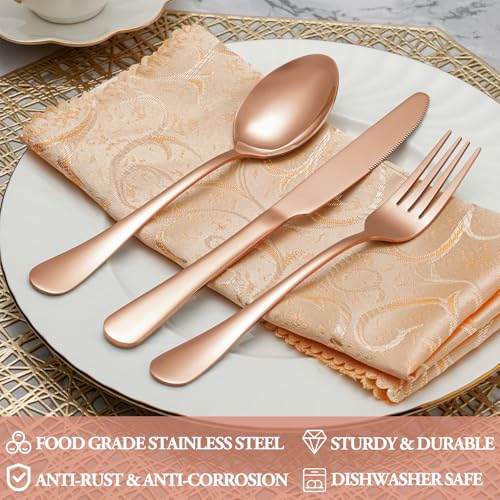 20 Pcs Rose Gold Silverware Set Service for 4 (20 Count)