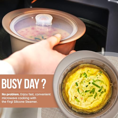 40oz Platinum Silicone Microwave Steamer Pot with Handle & Lid