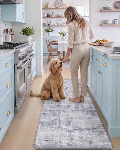 Kitchen Floor Mats Cushioned Anti Fatigue Runner Rug 23x59 Blue