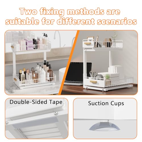 2 Pack Under Sink Organizer with Ball Bearing Sliding Drawer (2 Count)