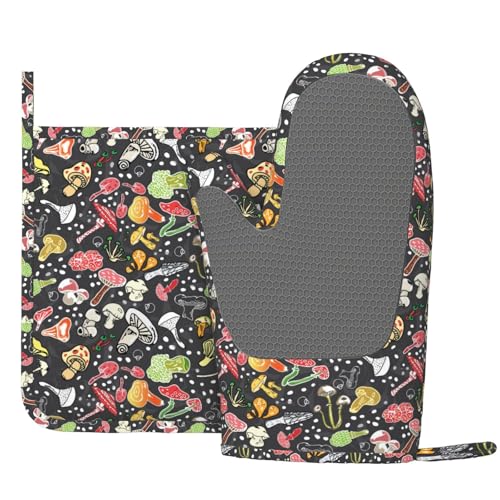 Fresh Mushroom Oven Mitts and Pot Holders Sets of 4 (4 Count)