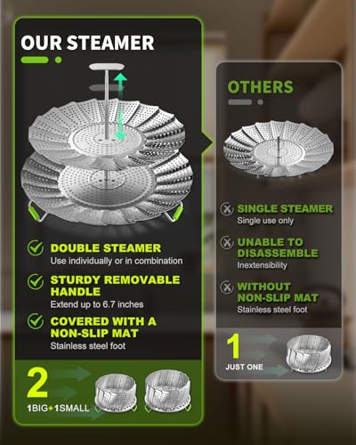 2 Layer Vegetable Steamer Basket for Pot