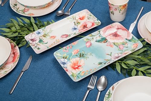 Margret's Garden Ceramic 14 inch Rectangular Serving Platter (2 Count)