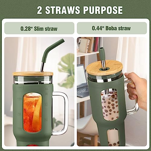 Glass Tumbler with Lid and Straw