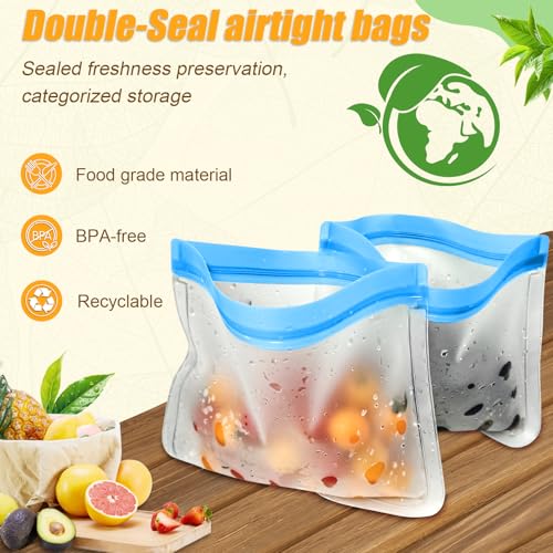 10 Pack Reusable Silicone Food Storage Bags (10 Count)