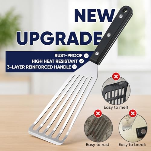 Newness Metal Fish Turner Spatula Stainless Steel for Kitchen Use